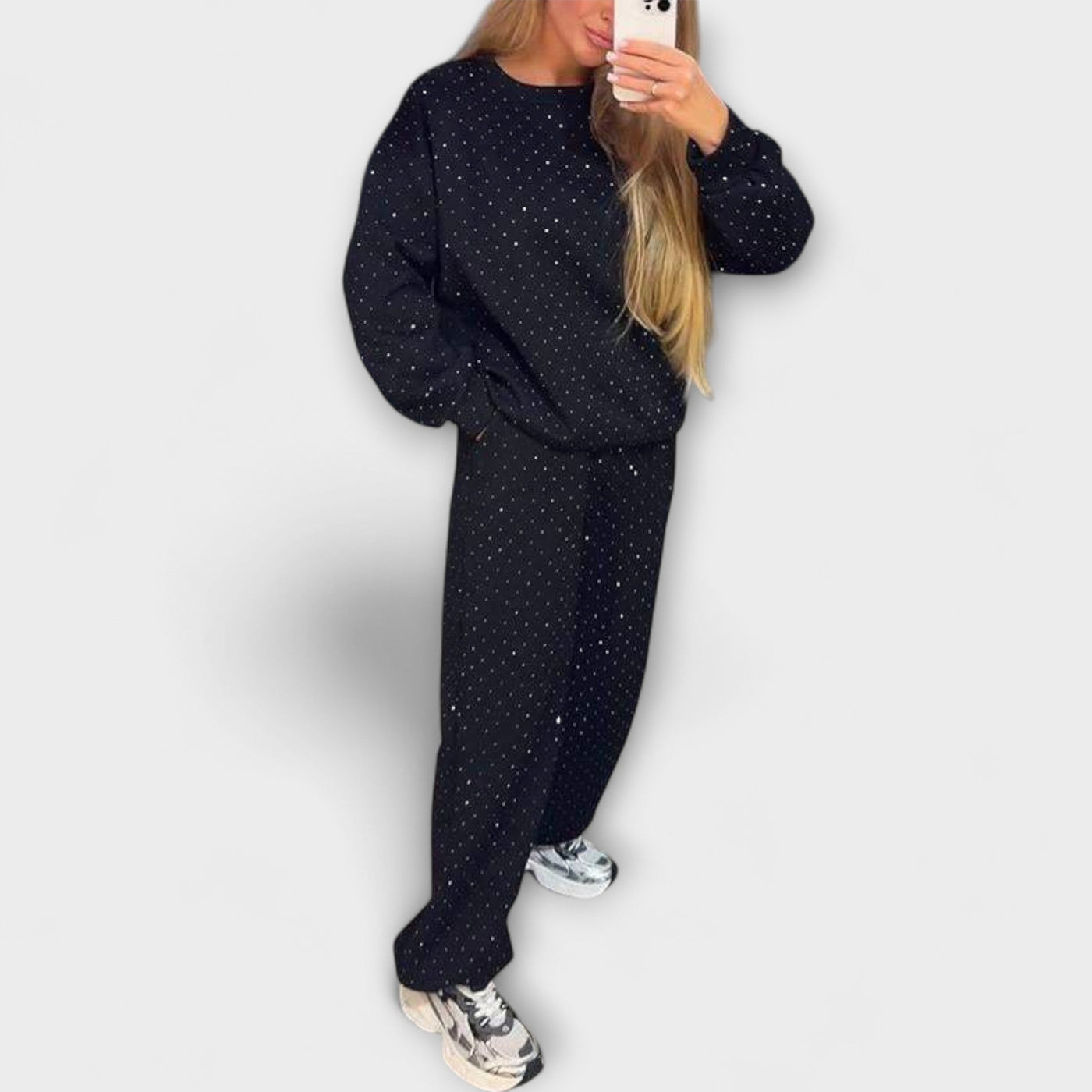 Meena - Damen Freizeit-Zweiteiler mit Rundhalsausschnitt