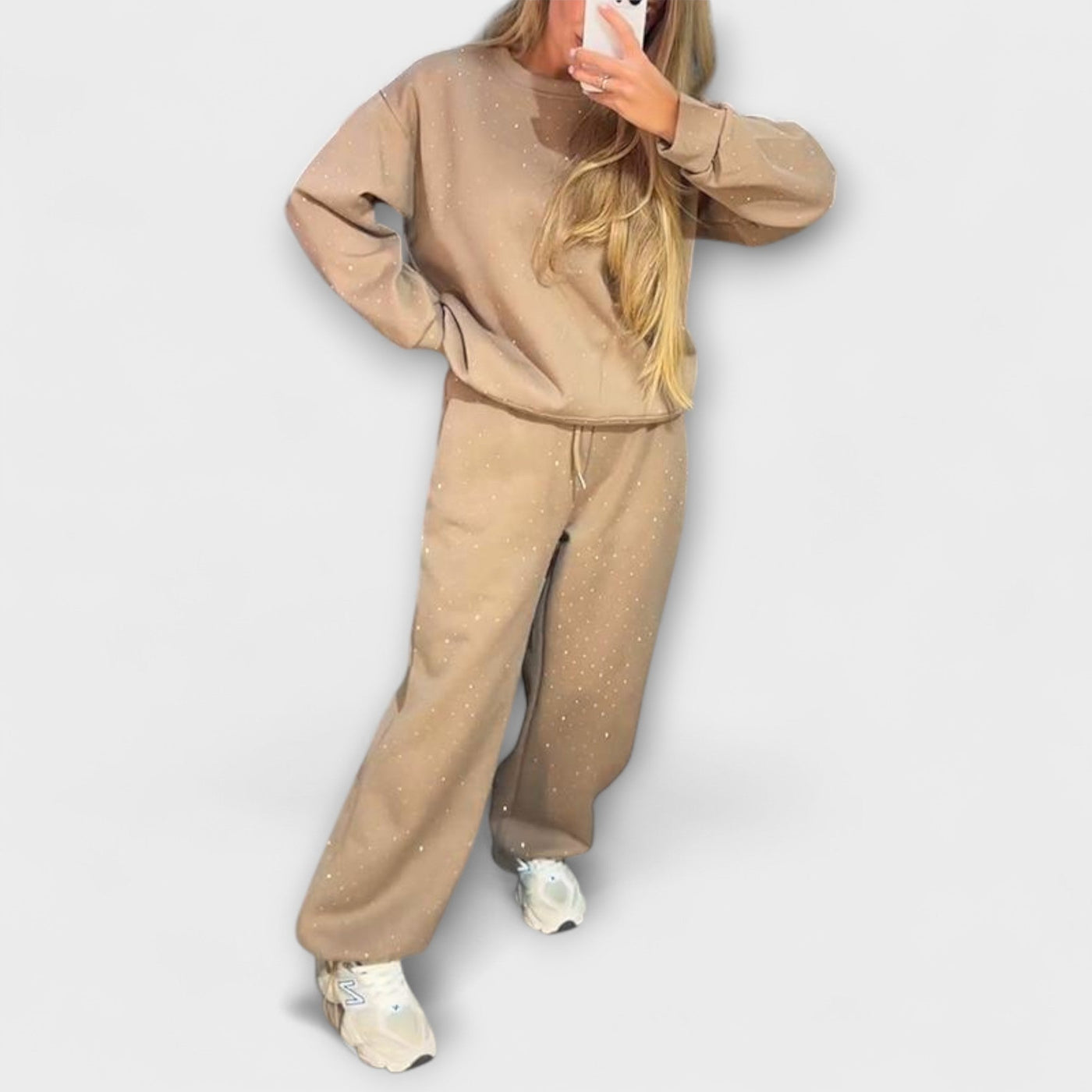 Meena - Damen Freizeit-Zweiteiler mit Rundhalsausschnitt