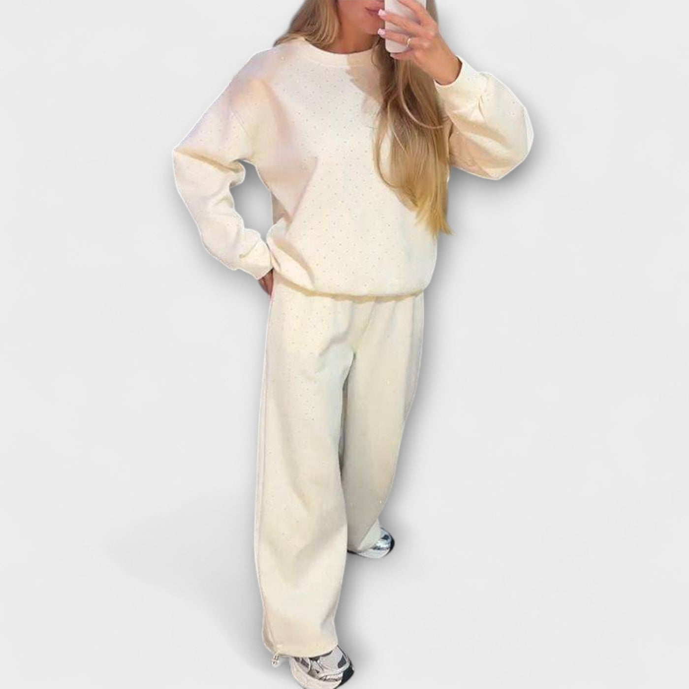 Meena - Damen Freizeit-Zweiteiler mit Rundhalsausschnitt