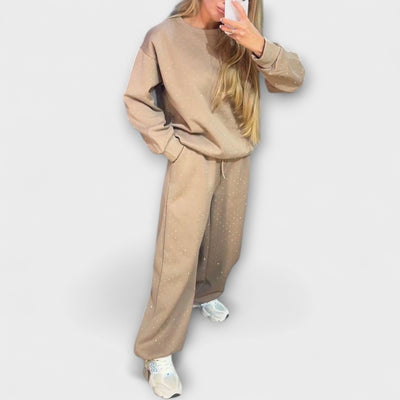 Meena - Damen Freizeit-Zweiteiler mit Rundhalsausschnitt