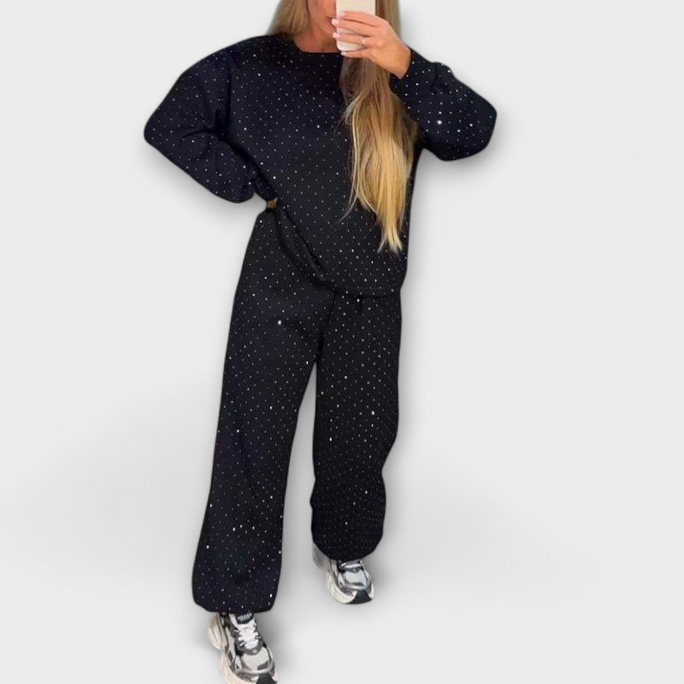 Meena - Damen Freizeit-Zweiteiler mit Rundhalsausschnitt