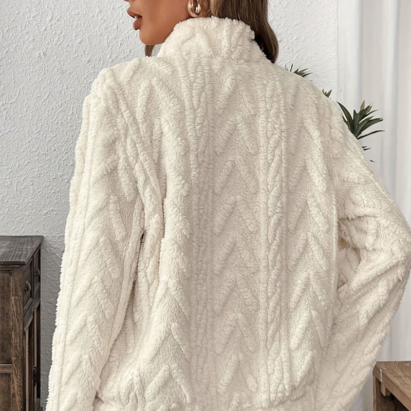 Erika - Flauschiges Half-Zip Sweatshirt mit Tasche